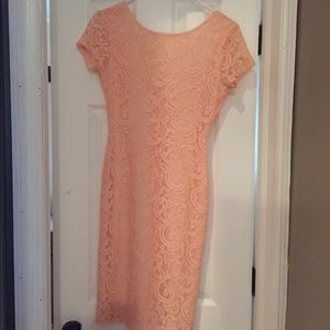 Blush colored lace dress